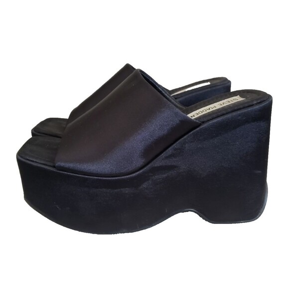 Vintage Y2K Steve Madden Daniella 90s Platform Slides Sandals, Black, Size 8 - Picture 5 of 10